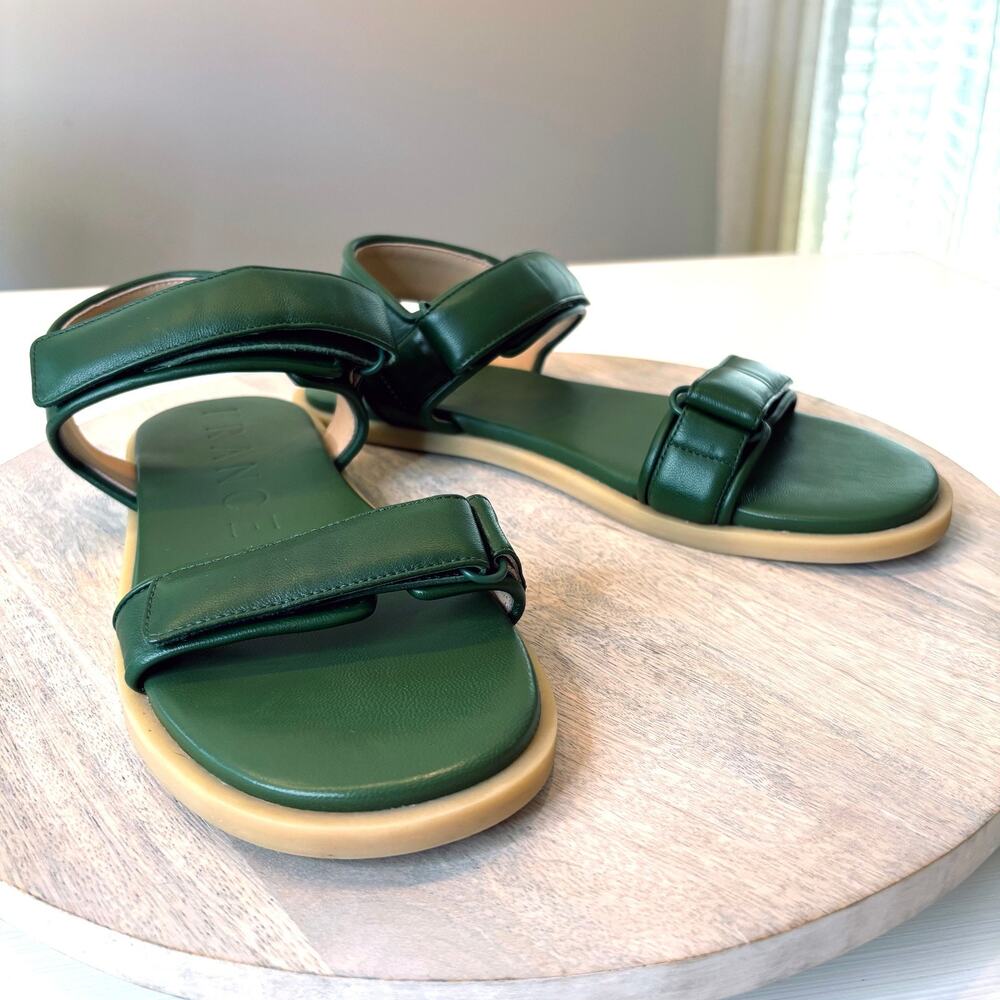 Dear Frances Green Leather Slingback Sandals Shoes EU 41 US 11 Made Italy